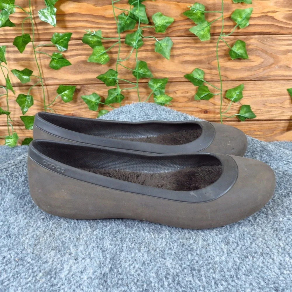 Crocs Mammoth Women Flat Shoe Size 9 Casual Winter Comfort Brown Croslite‎